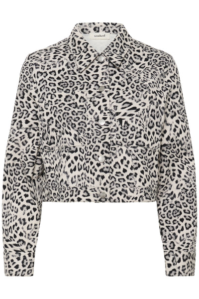 SLSandja Overshirt LS Grått Leopardmönster - 30408718 Thumbnail