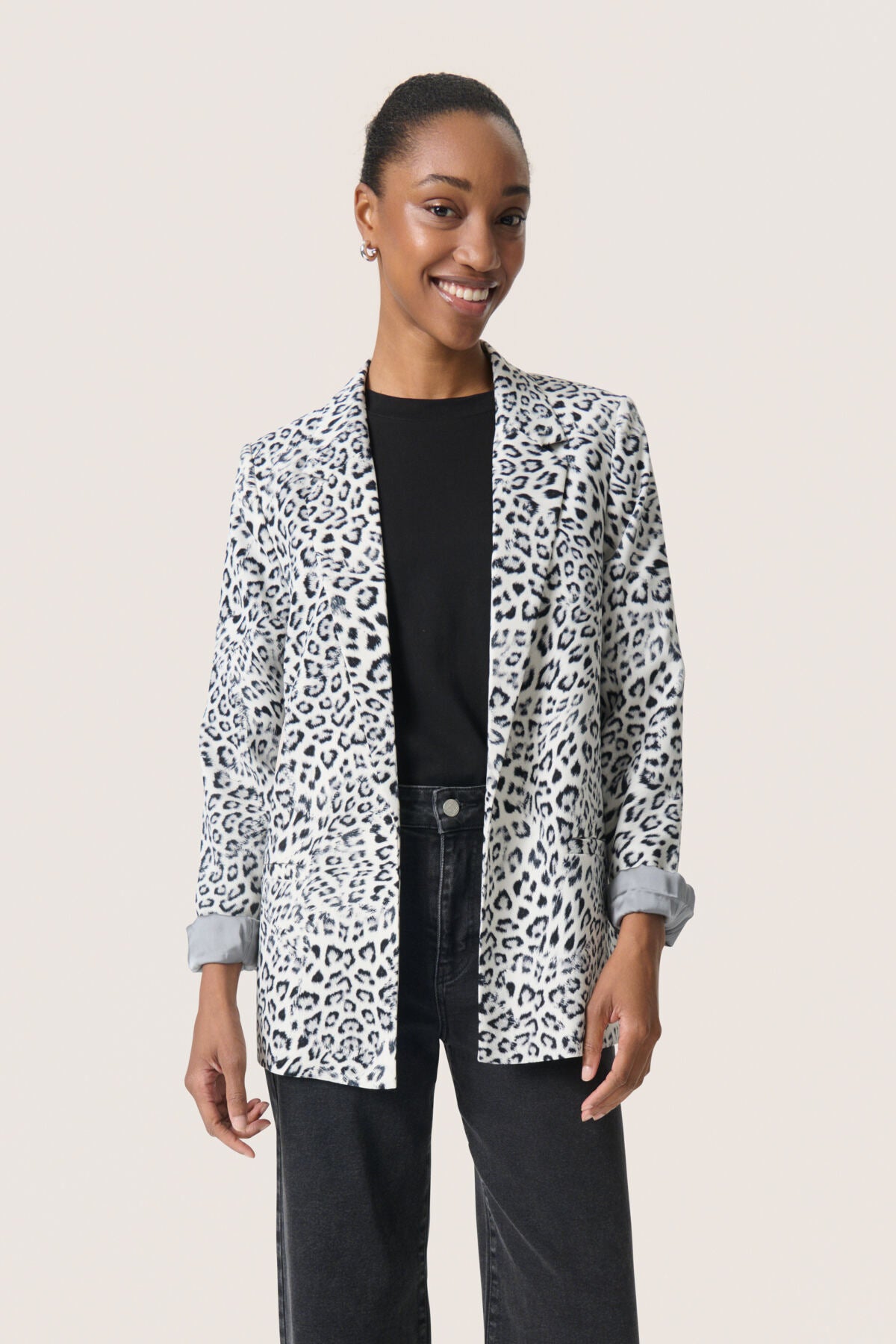 SLShirley Printed Fold-up Blaz Grå Leopardmönster - 30408730