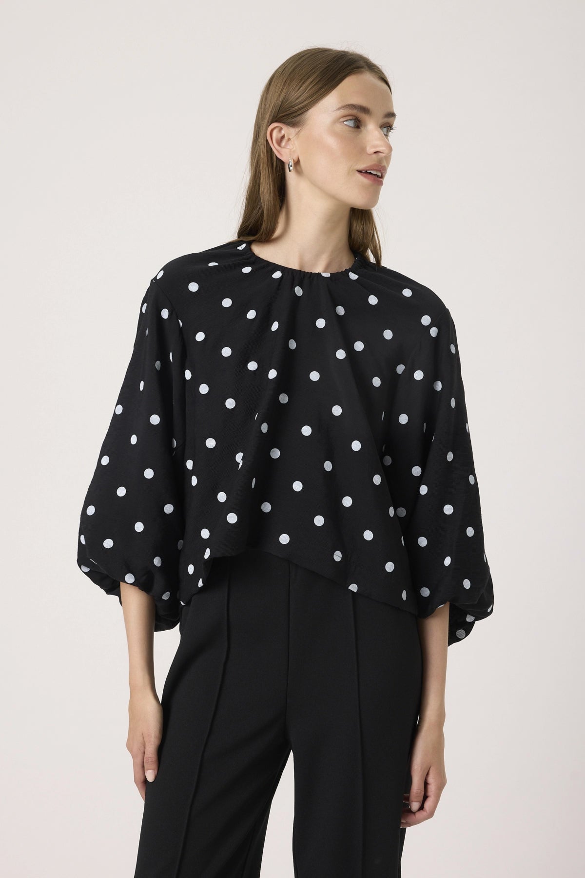 SLIdola Blouse SS Black and White Dots - 304365 - 30408753