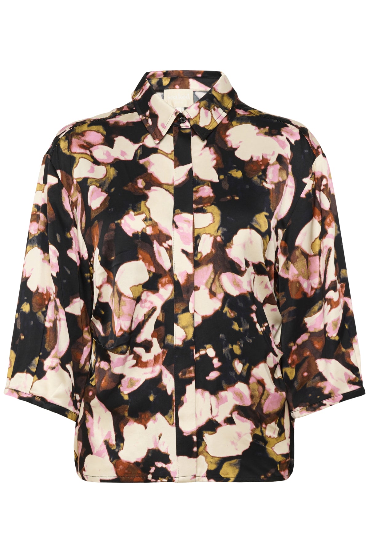 SLCinna Elly Shirt SS Chocolate Autumn Leaves - 30408801