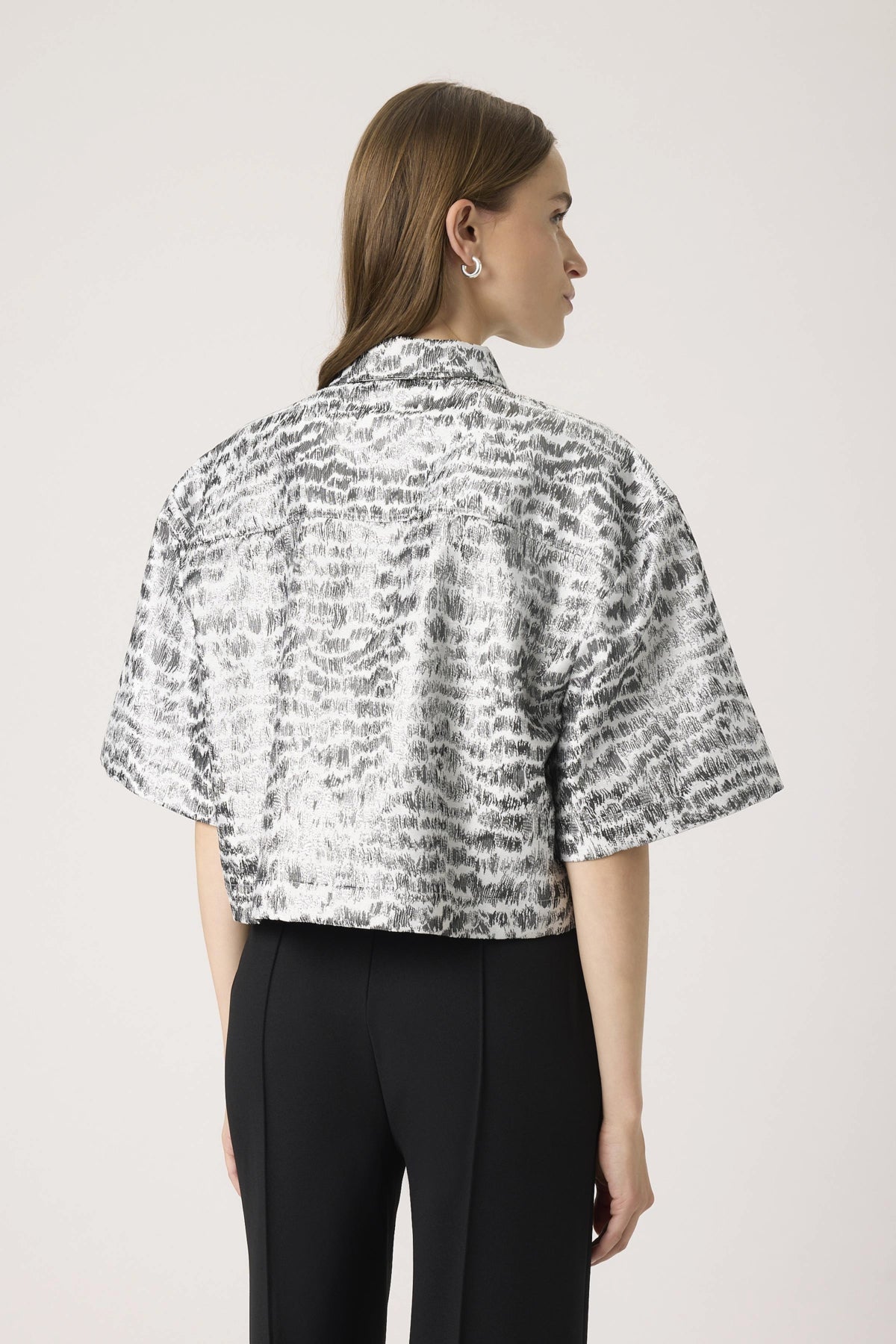 SLPricilla Shirt SS Silvery Animal Jacquard - 3043 - 30408807
