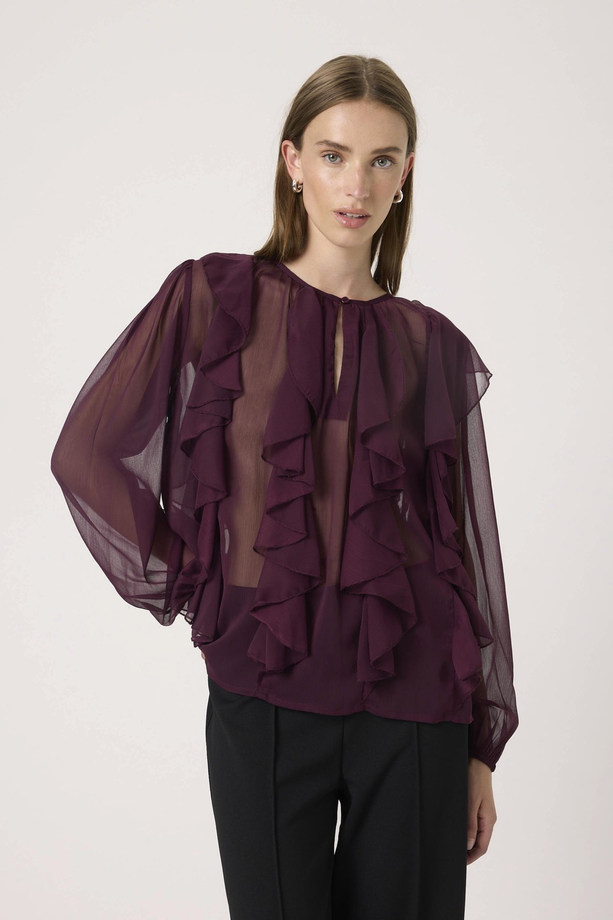 SLHarietta Frill Blouse Winetasting - 192118 - 30408857