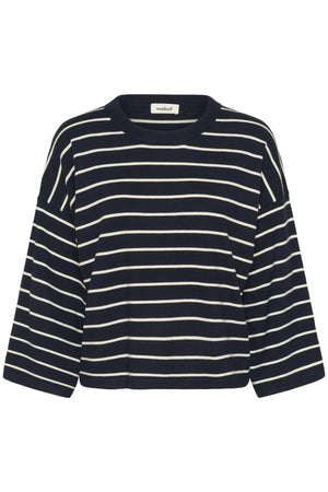 SLSpina Boxy Pullover Cropped Salute med vita ränder - 30 - 30408863