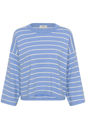 SLSpina Boxy Pullover Cropped Hydrangea w White Stripe - 305 - 30408863