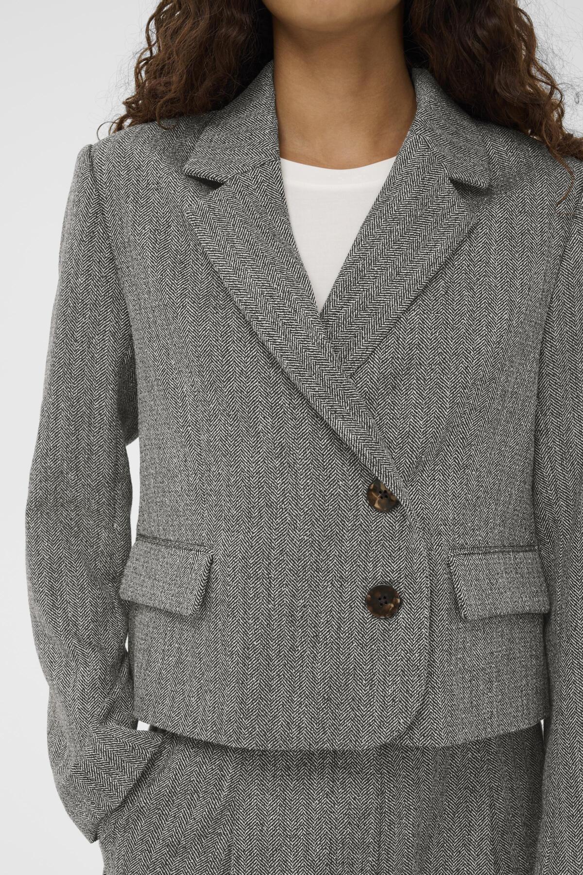 SLNanine Blazer Grå fiskbensmönstrad - 304513 - 30408933