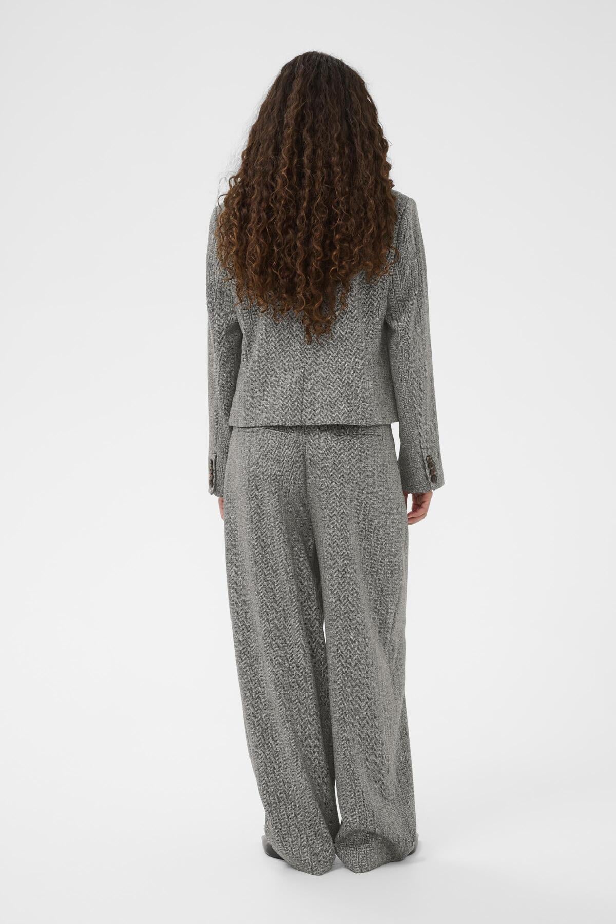 SLNanine Blazer Grå fiskbensmönstrad - 304513 - 30408933