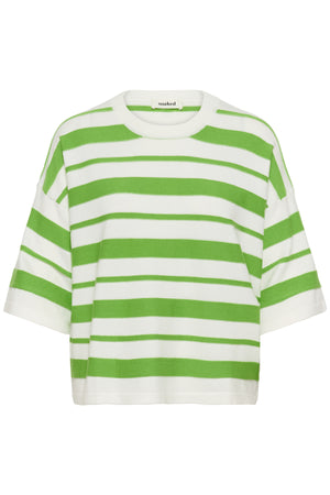 SLSpina Boxy Structure Pullover White w Green Stripe - 304694 - 30409012