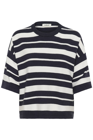 SLSpina Boxy Structure Pullover India Ink and White Stripe - 3 - 30409012