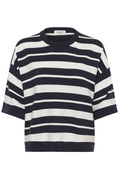 SLSpina Boxy Structure Pullover India Ink and White Stripe - 3 - 30409012 Thumbnail