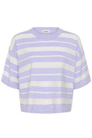 SLSpina Boxy Structure Pullover Purple Heather m. vit rand - 30409012