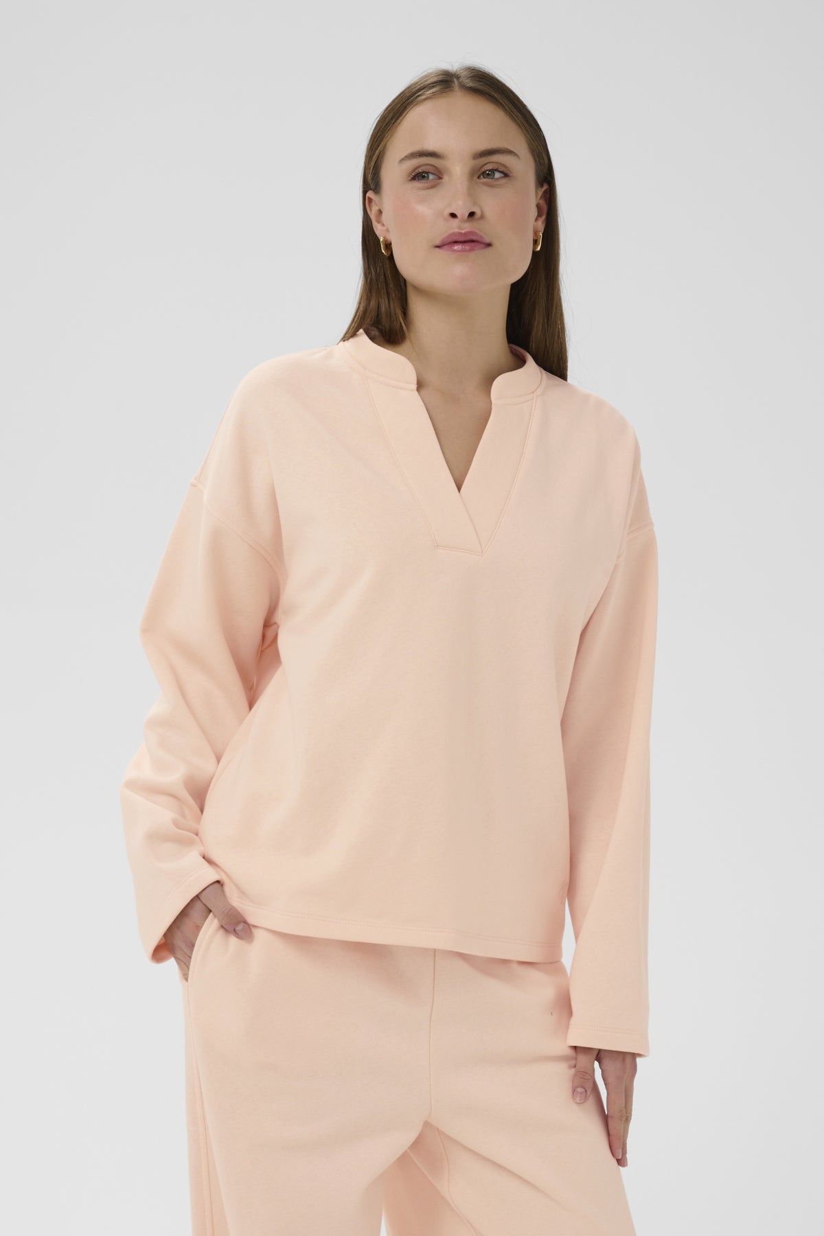 SLRolanda V-ringad sweatshirt Pearl Blush - 121207 - 30409045