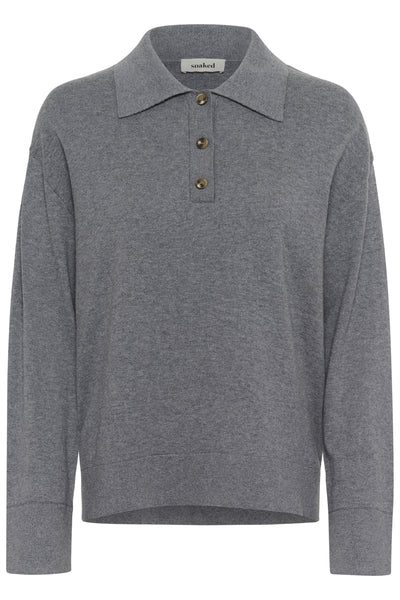 SLSanja Polo Pullover Gråmelerad - 30409077 Thumbnail