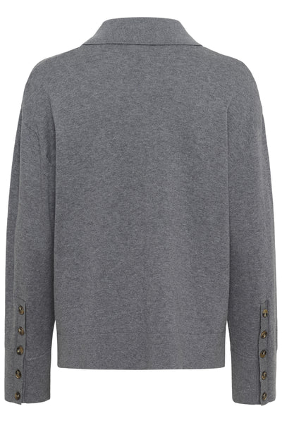 SLSanja Polo Pullover Gråmelerad - 30409077 Thumbnail