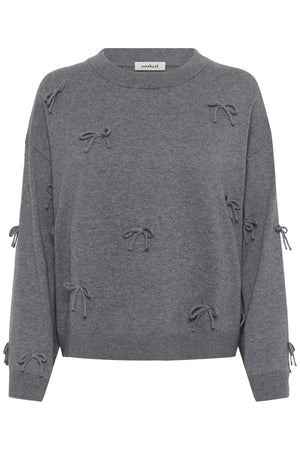 SLSanja Bow Pullover LS Gråmelerad - 30409079