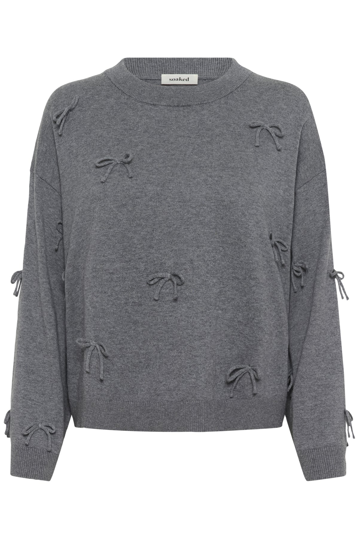 SLSanja Bow Pullover LS Gråmelerad - 30409079