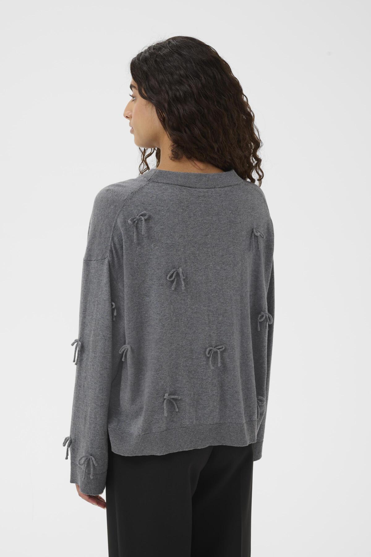 SLSanja Bow Pullover LS Gråmelerad - 30409079