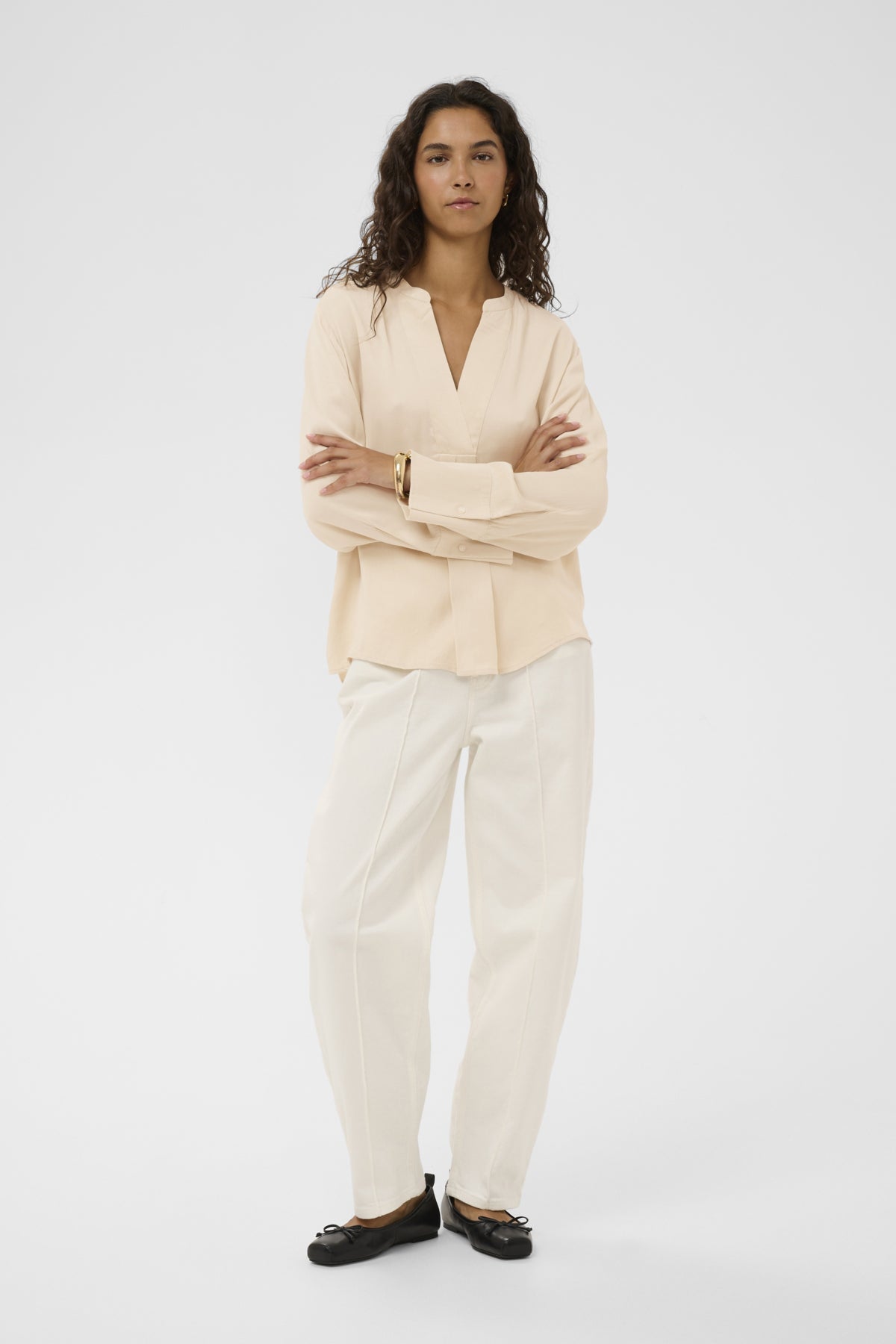 SLNadeya Albia Blouse LS Oatmeal - 130401 - 30409121