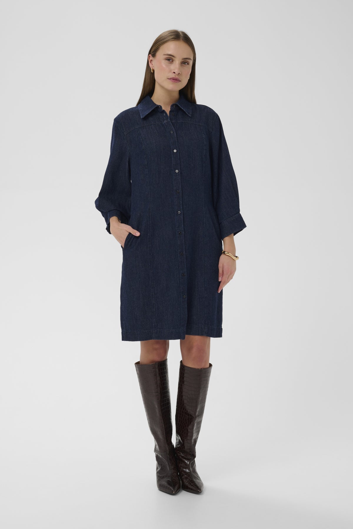 SLChaman Kort Klänning Mörkblå Denim - 301728 - 30409131