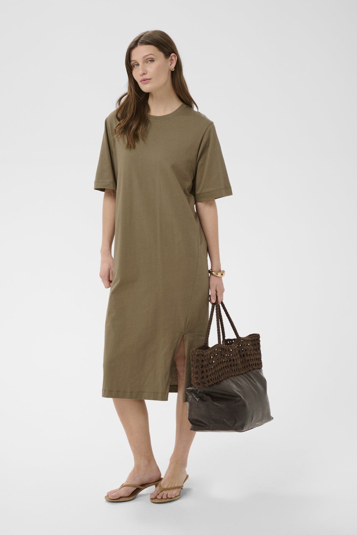 SLAeve Slit Dress Dusky Green - 170517 - 30409171