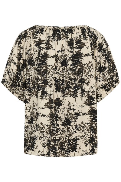 SLNaelle Printed Blouse SS Oatmeal Forest - 305085 - 30409345 Thumbnail