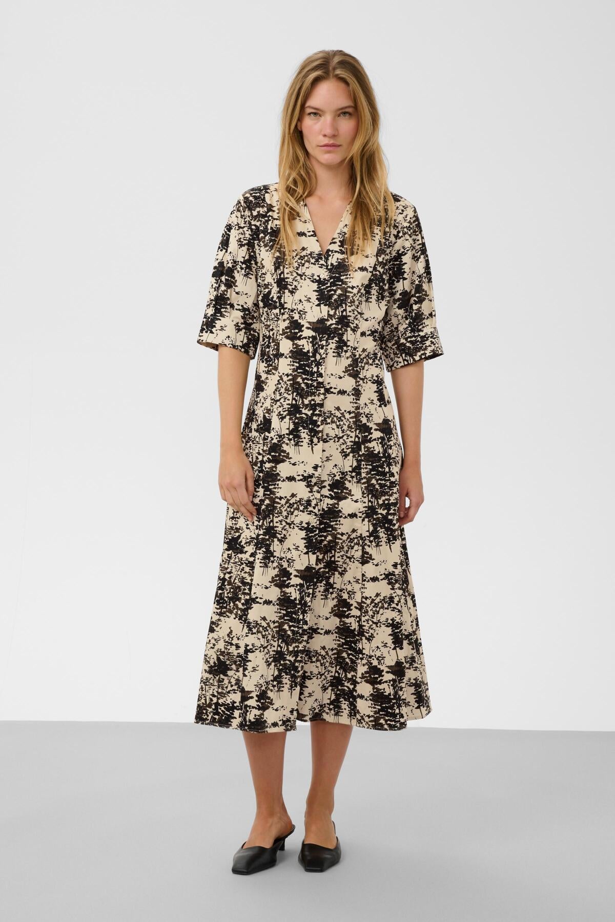 SLNaelle Chaman Printed Dress Oatmeal Forest - 305085 - 30409353