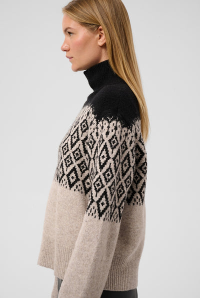 SLKaegan Pullover Black and Pistachio Fair Isle - 30409436 Thumbnail