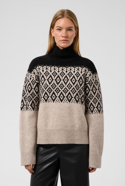 SLKaegan Pullover Black and Pistachio Fair Isle - 30409436 Thumbnail