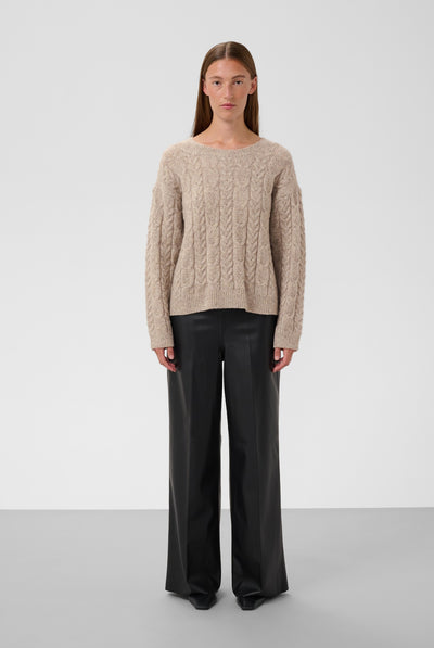 SLIdalia Cable Pullover Walnut Melange - 1811121 - 30409448 Thumbnail