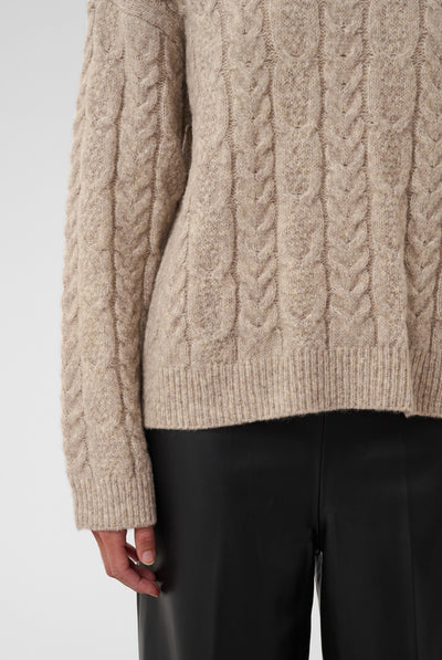 SLIdalia Cable Pullover Walnut Melange - 1811121 - 30409448 Thumbnail