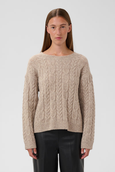 SLIdalia Cable Pullover Walnut Melange - 1811121 - 30409448 Thumbnail