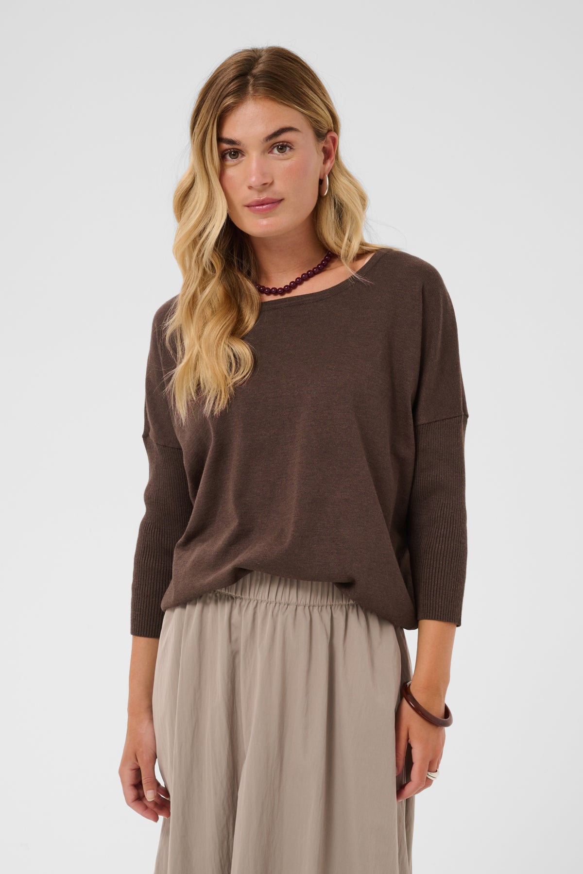 A2561, MilaSZ R-Neck Pullover Bracken Melange - 1910151 - 30500003