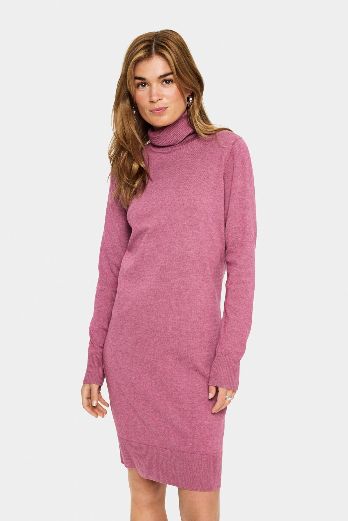 U6801, MilaSZ Rollneck Dress Red Violet Melange - 30501696