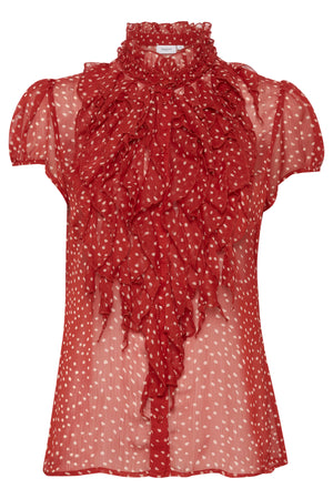 LiljaSZ Drea SS Skjorta Tango Red Drea Dot - 30510102
