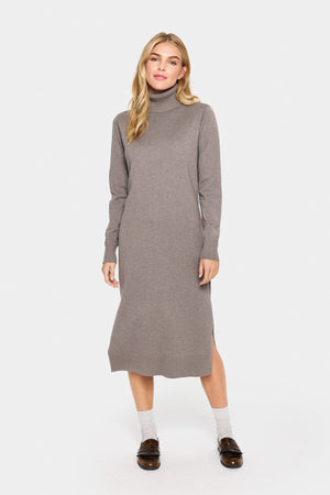 MilaSZ Roll Neck Long Dress Iron Melange - 30511420