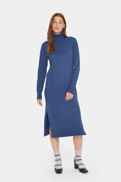 MilaSZ Roll Neck Long Dress Titan Melange - 30511420 Thumbnail