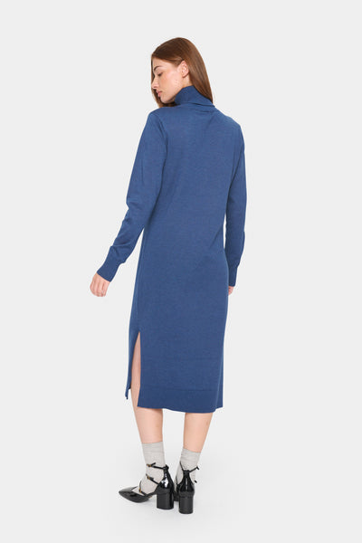 MilaSZ Roll Neck Long Dress Titan Melange - 30511420 Thumbnail