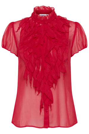 LiljaSZ Crinkle SS Shirt Viva Magenta - 30512464