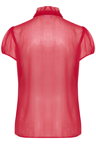 LiljaSZ Crinkle SS Shirt Viva Magenta - 30512464 Thumbnail
