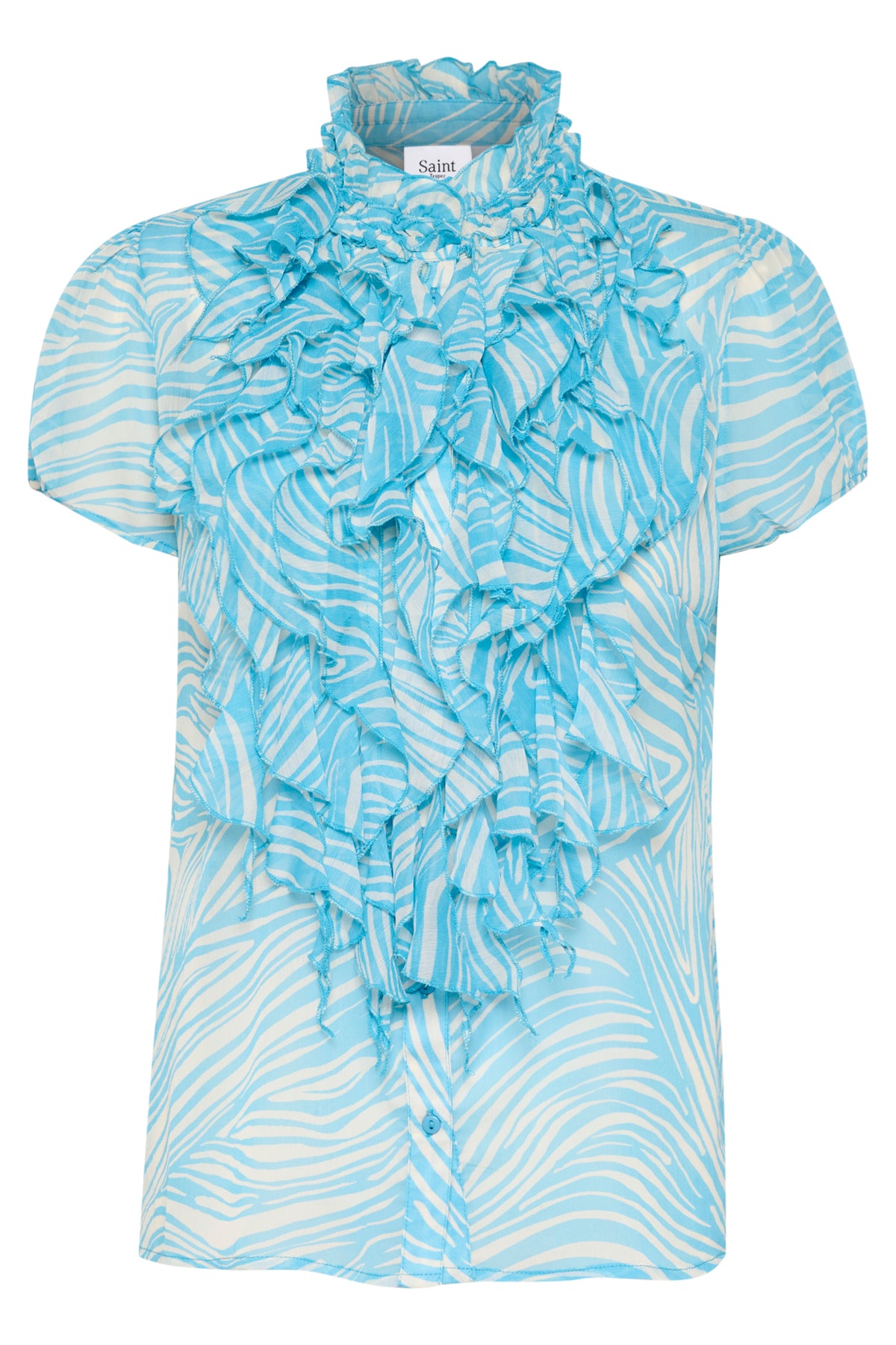 LiljaSZ Crinkle SS Shirt Blue Leaves Strokes - 30512464