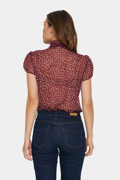LiljaSZ Crinkle SS Shirt Windsor Wine Drea Dot - 30512464 Thumbnail