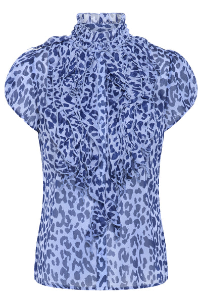 LiljaSZ Crinkle SS Shirt Hydrangea Midnight Leopard - 30512464 Thumbnail