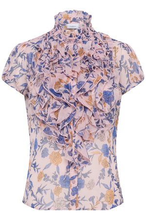 LiljaSZ Crinkle SS Shirt Pink Nectar Romantic Flowers - 30512464