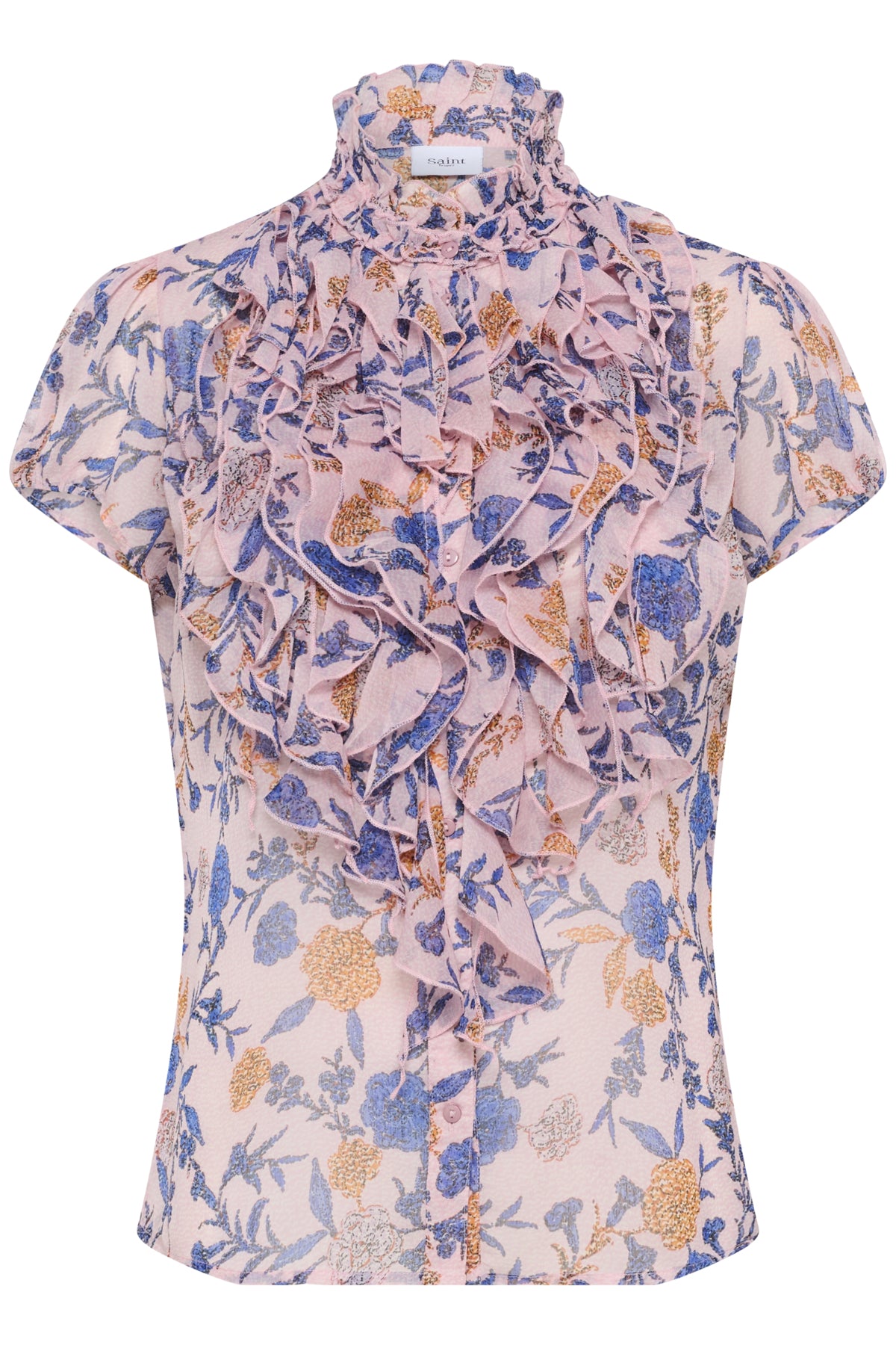 LiljaSZ Crinkle SS Shirt Pink Nectar Romantic Flowers - 30512464