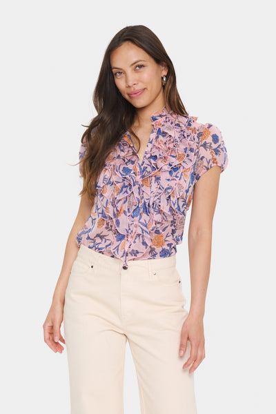 LiljaSZ Crinkle SS Shirt Pink Nectar Romantic Flowers - 30512464 Thumbnail