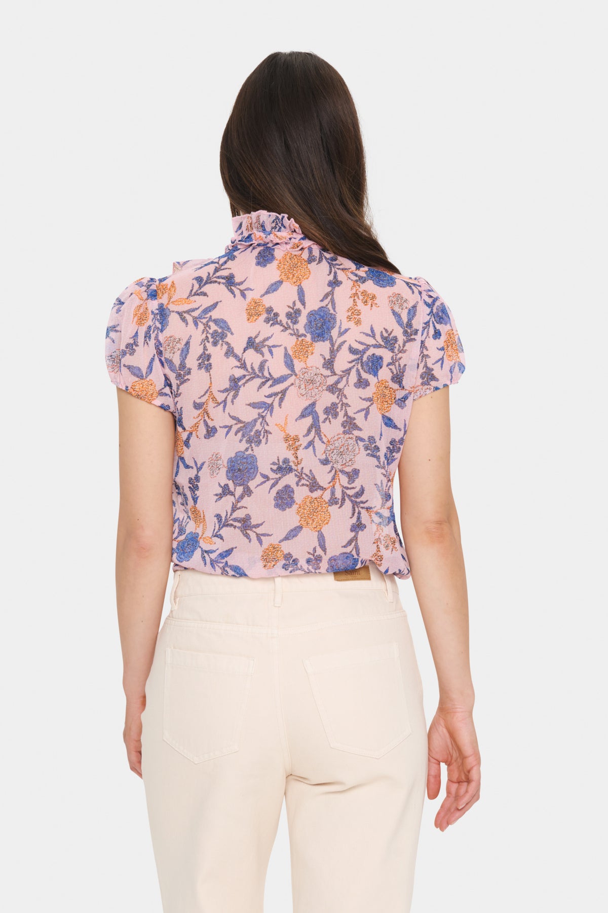 LiljaSZ Crinkle SS Shirt Pink Nectar Romantic Flowers - 30512464