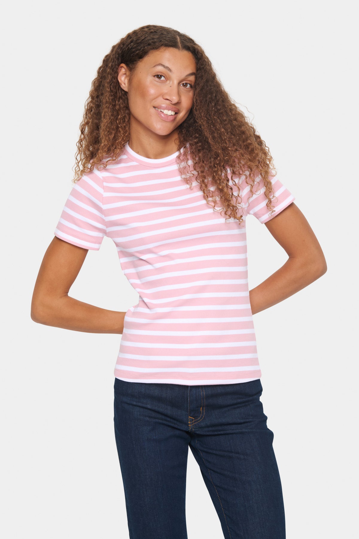 AsterSZ SS Stripe T-Shirt Pink Nectar White Stripe - 30513055