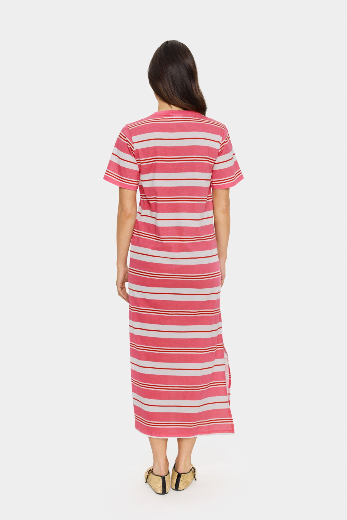 FariaSZ T-Shirt Dress Pink Ice Red Stripe - 30513436