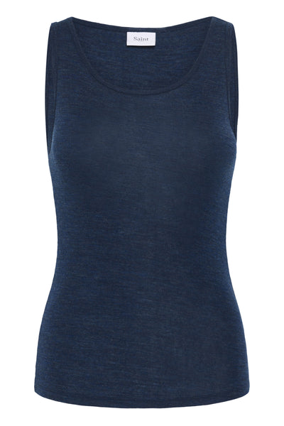 GarimaSZ Wool Tank Top Pageant Blue Melange - 30513524 Thumbnail
