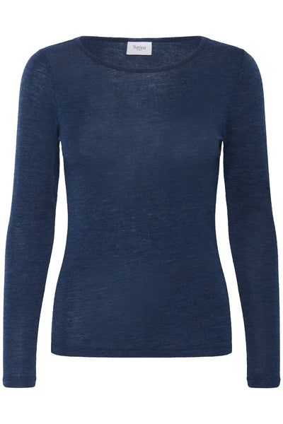 GarimaSZ Wool LS Blouse Pageant Blue Melange - 30513525 Thumbnail