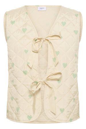 EvittaSZ Quilt Vest Creme Smoke Green Big Hearts - 30513571